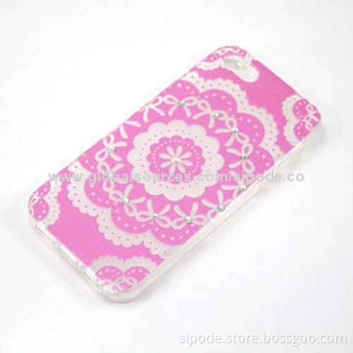 Colorful design TPU cover for iPhone 5/5s with rhinestones